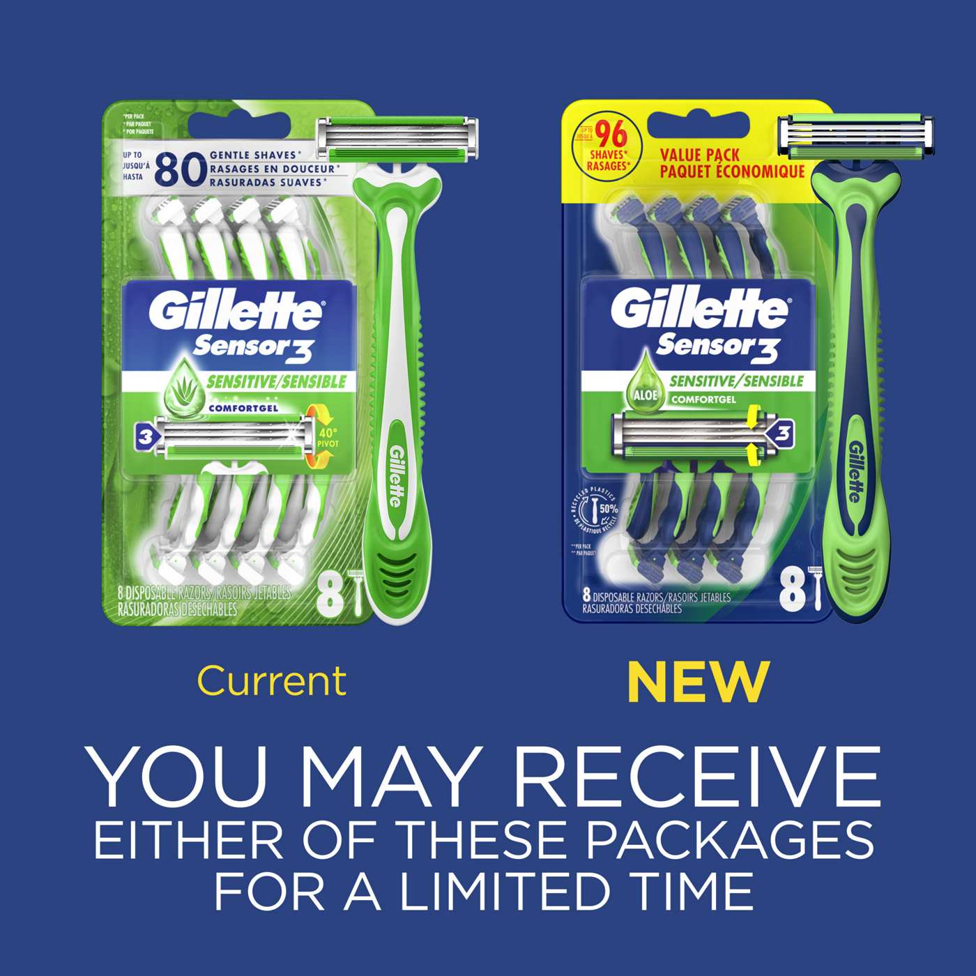 Gillette Sensor3 Sensitive Men's Disposable Razor; image 7 of 10