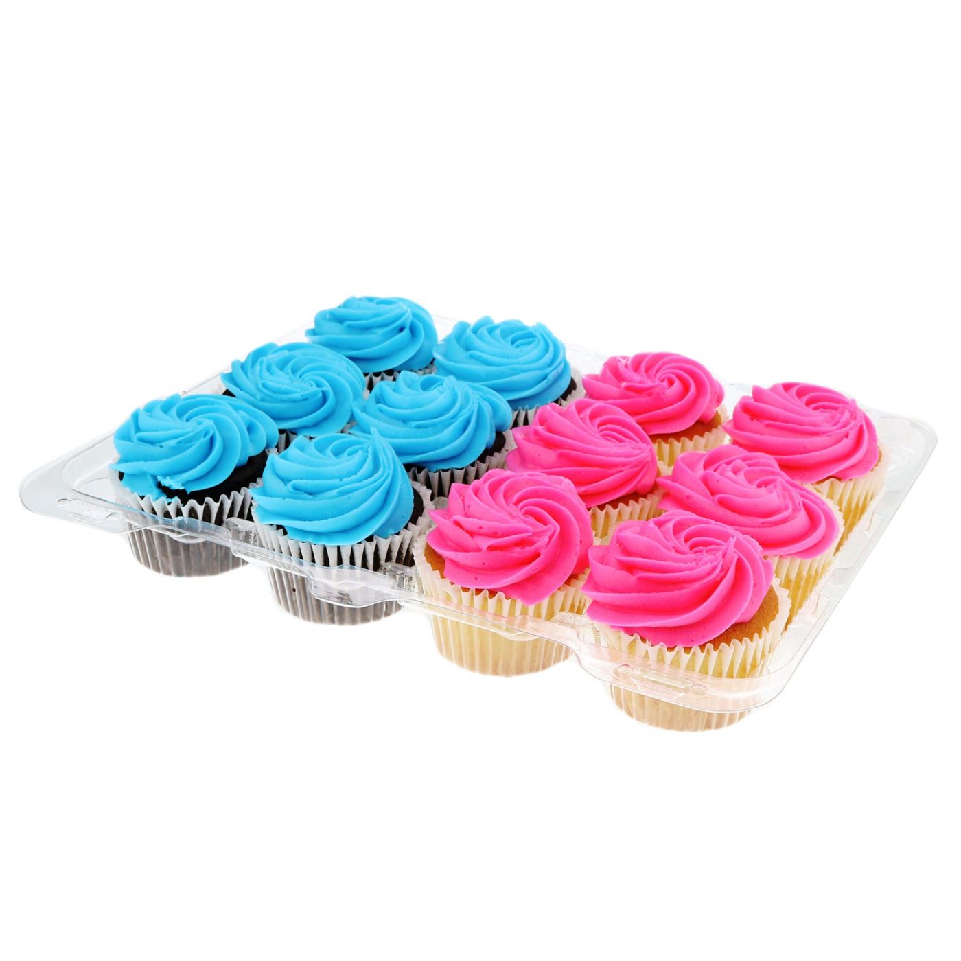 HEB Bakery White & Chocolate Patriotic Cupcakes Buttercream Icing