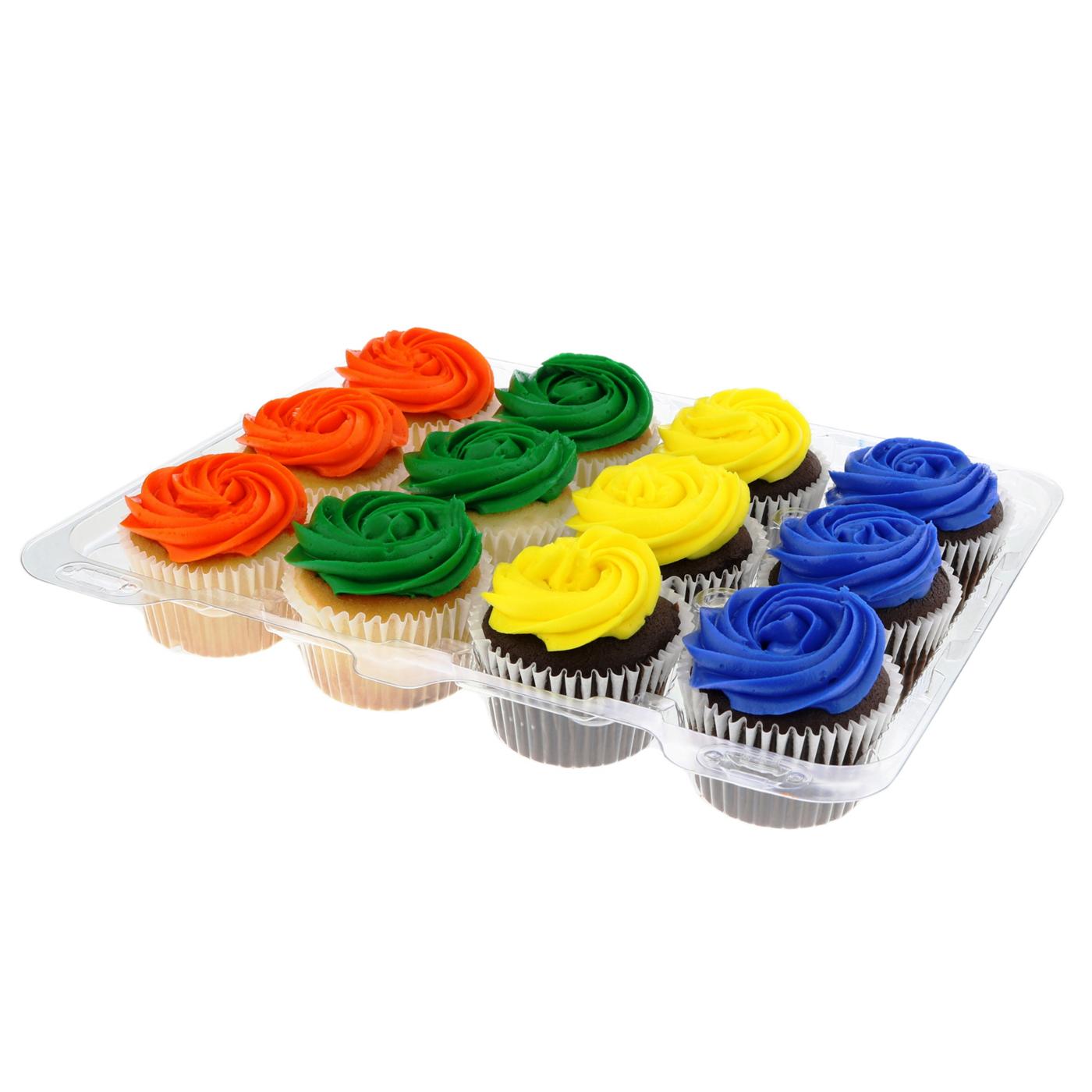 HEB Bakery White & Chocolate Patriotic Cupcakes Buttercream Icing