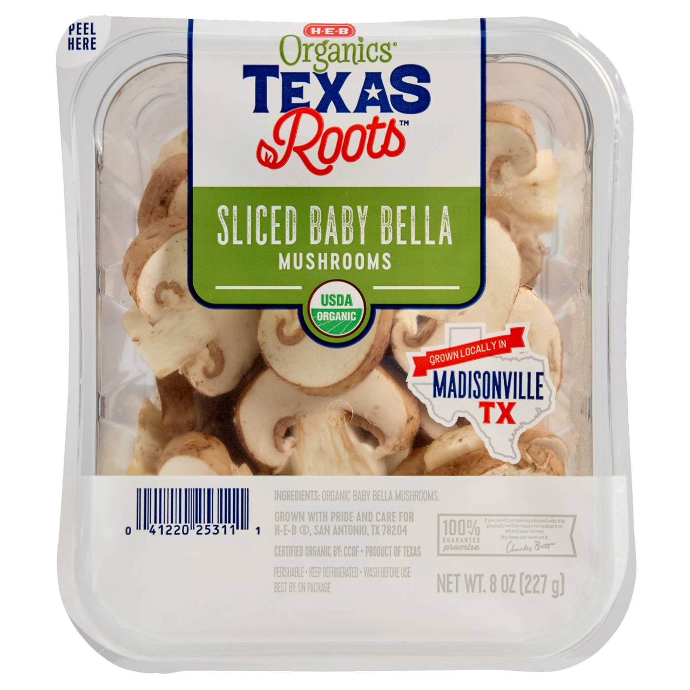 H-E-B Organics Texas Roots Sliced Baby Bella Mushrooms; image 1 of 2