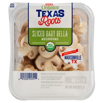 H-E-B Organics Texas Roots Sliced Baby Bella Mushrooms, 8 oz