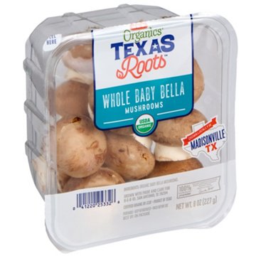 H-E-B Organics Texas Roots Whole Baby Bella Mushrooms, 8 oz