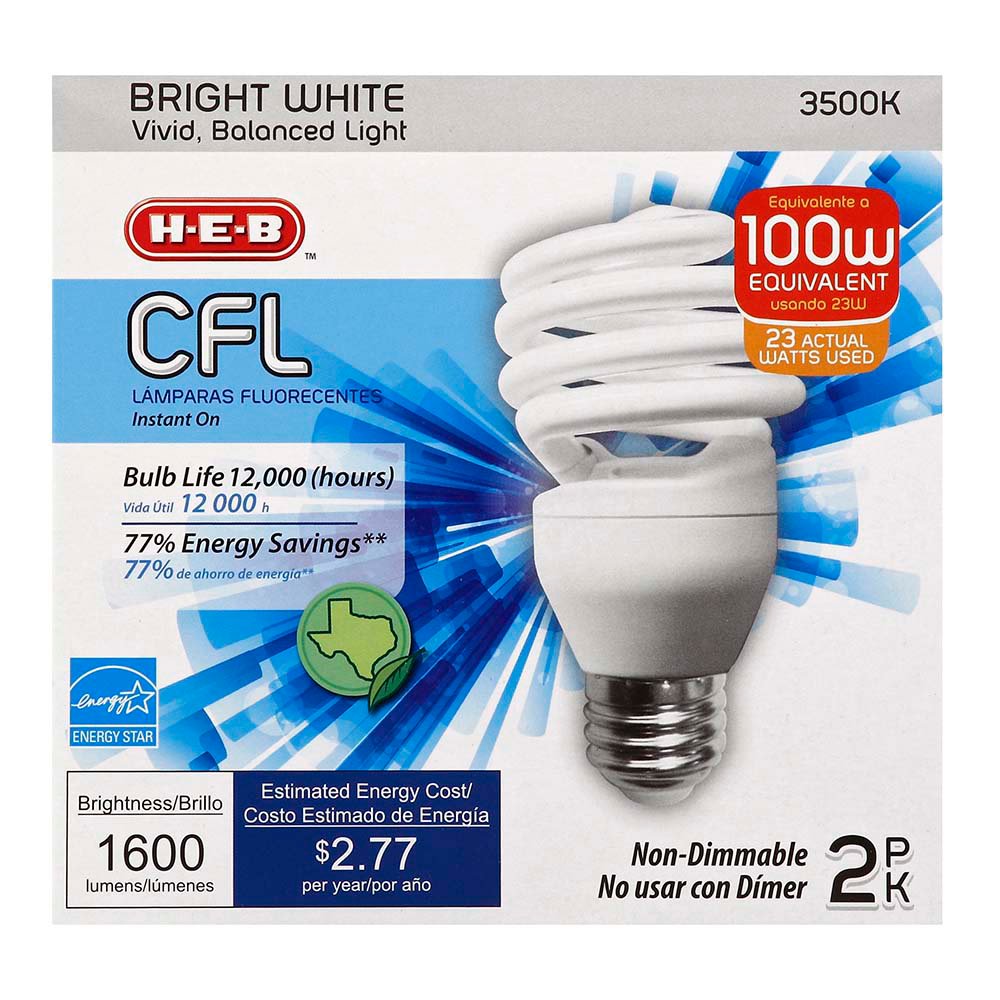 H-E-B 23W CFL T2e Micro Bright White Light Bulbs - Shop Light Bulbs At ...