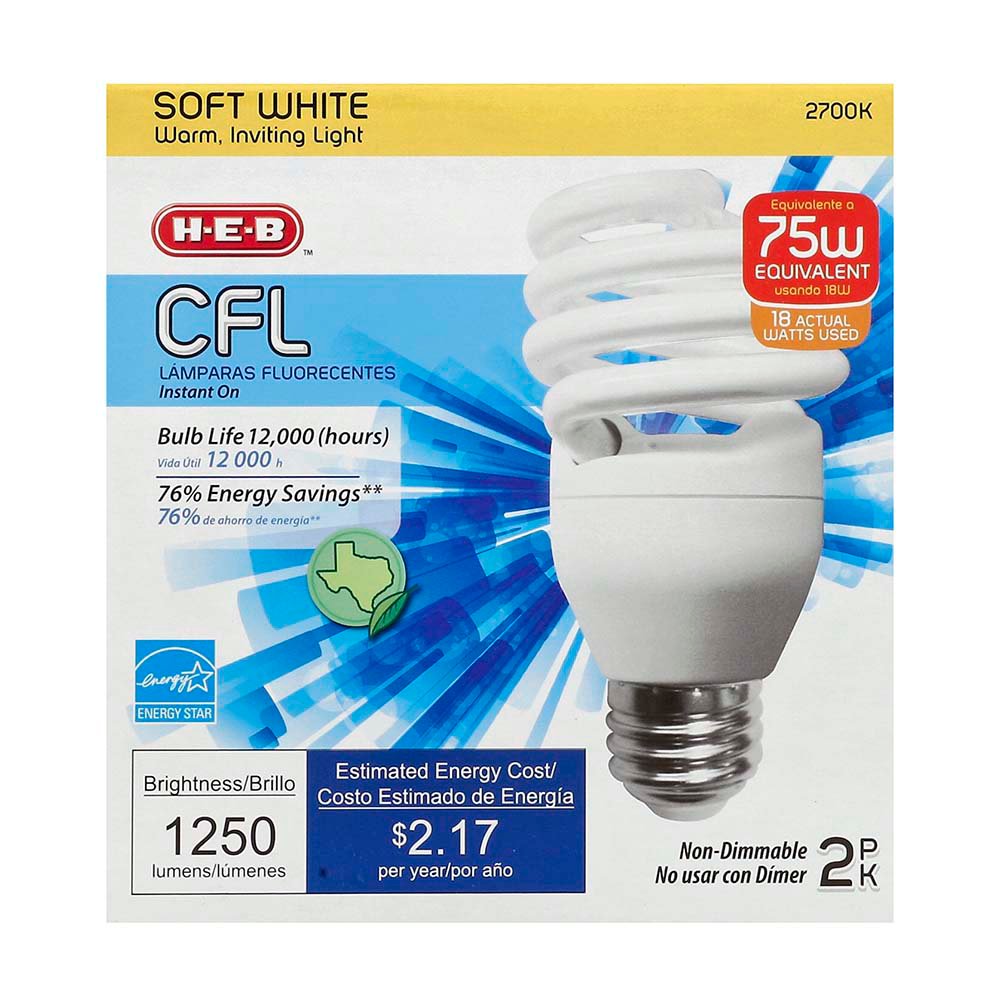 HEB 18W CFL T2e Micro Soft White Light Bulbs Shop Light Bulbs at HEB