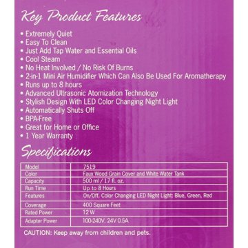 NOW Solutions Ultrasonic Faux Wood Grain Oil Diffuser