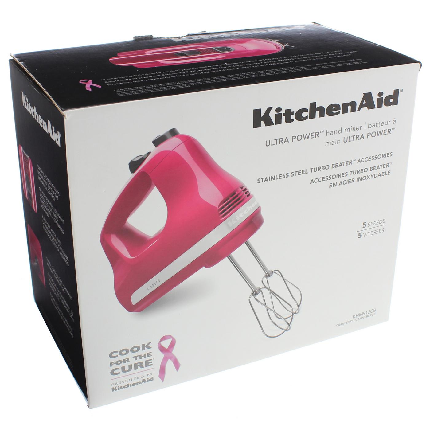 KitchenAid Ultra Power 5-Speed Pink Hand Mixer with 2 Stainless