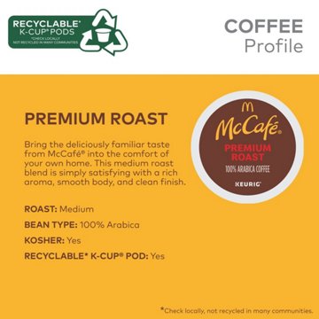 McCafe Premium Roast Medium Roast Single Serve Coffee K Cups, 10 ct
