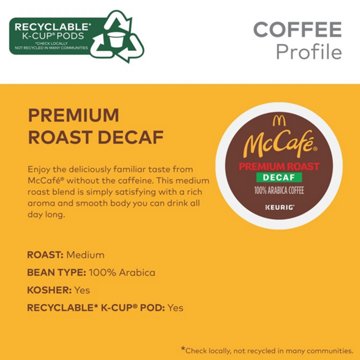 McCafe Premium Roast Decaf Medium Roast Single Serve Coffee K Cups
