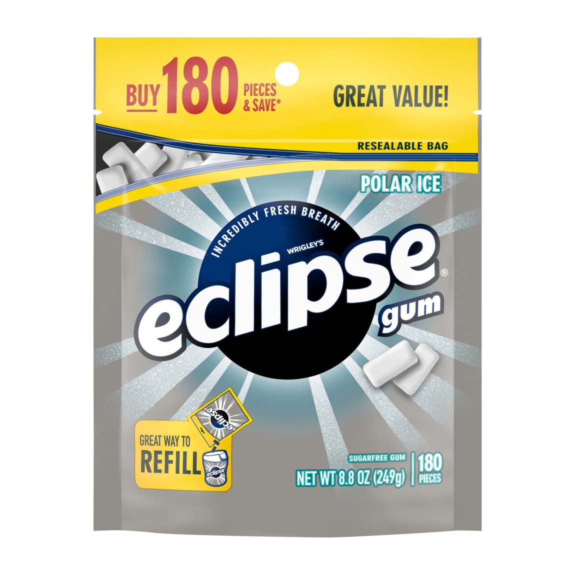 Eclipse Gum, Sugarfree, Polar Ice - 12 - 12 piece packages [144 pieces]