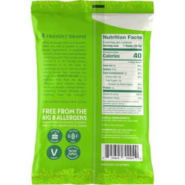 Friendly Grains Crunchy Rollers Puffed White Rice Snacks, 9 ct