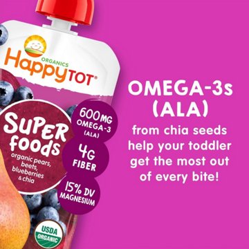 Happy Tot Organics Super Foods Stage Pears Beets & Blueberries Organic Baby Food Pouch