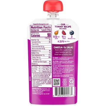 Happy Tot Organics Super Foods Stage Pears Beets & Blueberries Organic Baby Food Pouch