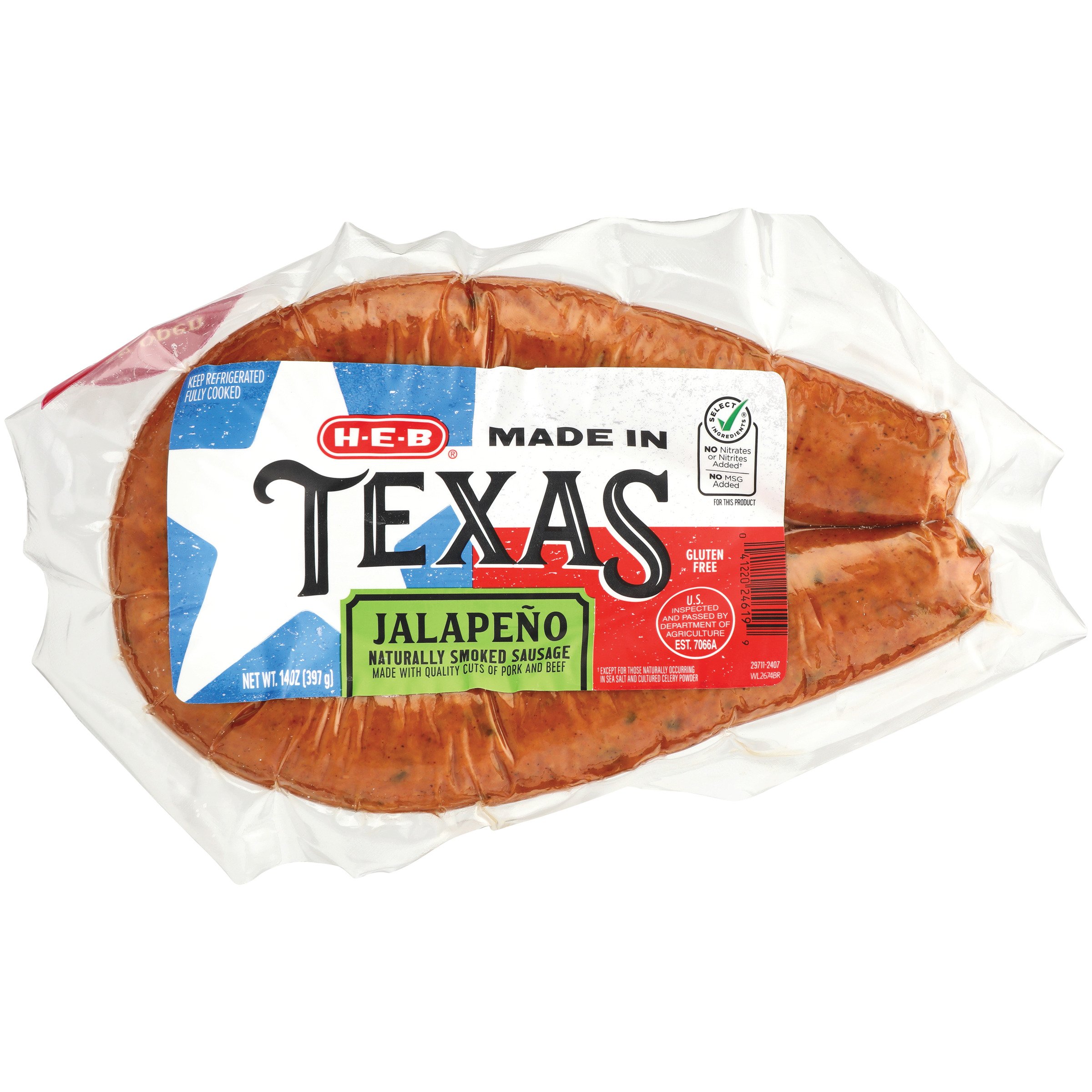 H-E-B Made In Texas Savory Jalapeno Smoked Sausage - Shop Sausage At H-E-B