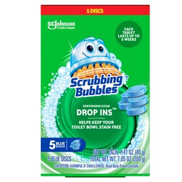 Scrubbing Bubbles Continuous Clean Drop-Ins Discs, Toilet Bowl Cleaner Tablets, 5 ct