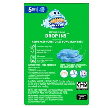 Scrubbing Bubbles Continuous Clean Drop-Ins Discs, Toilet Bowl Cleaner Tablets, 5 ct