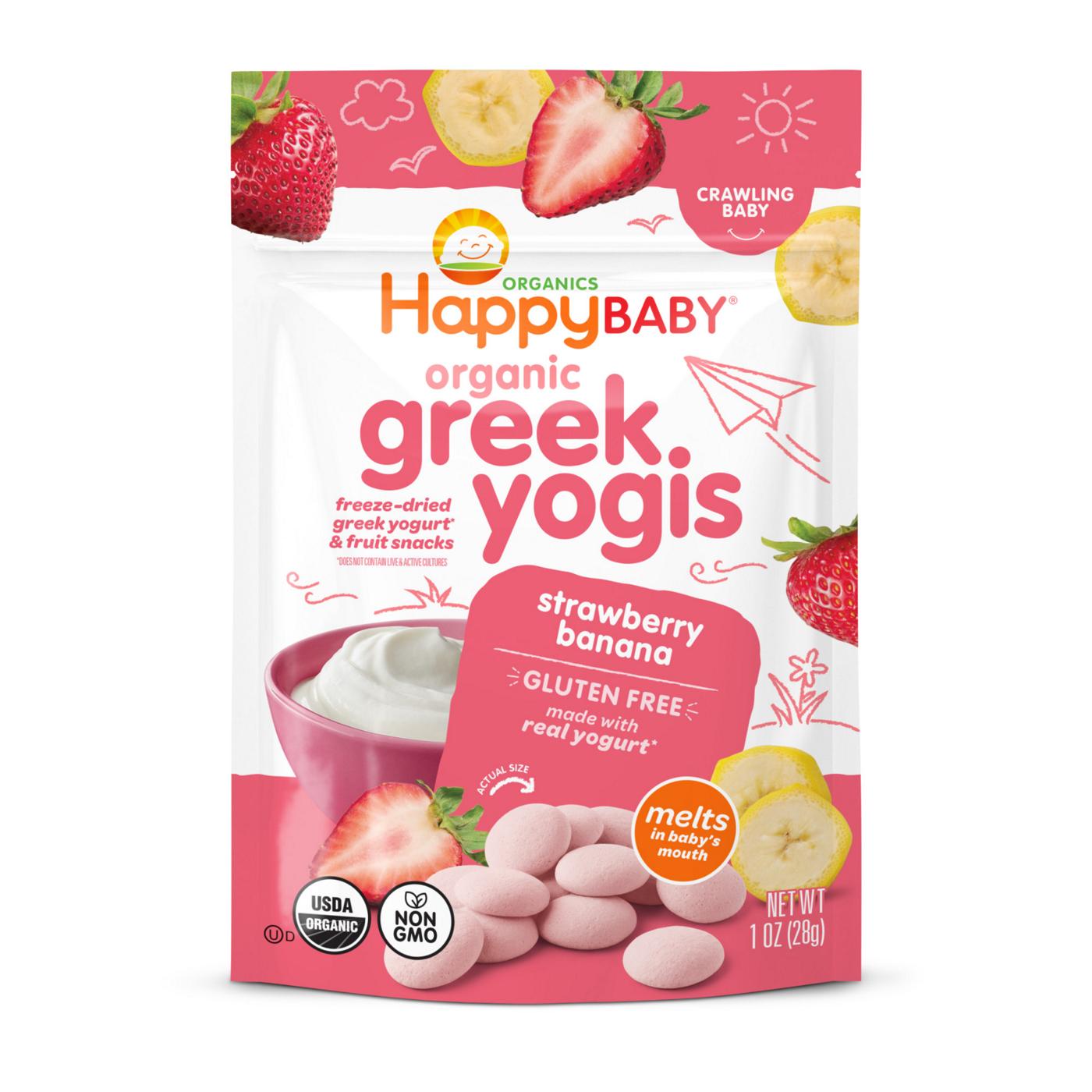 Happy Baby Organics Organic Greek Yogis Freeze-Dried Greek Yogurt & Fruit Snacks - Strawberry Banana; image 1 of 9