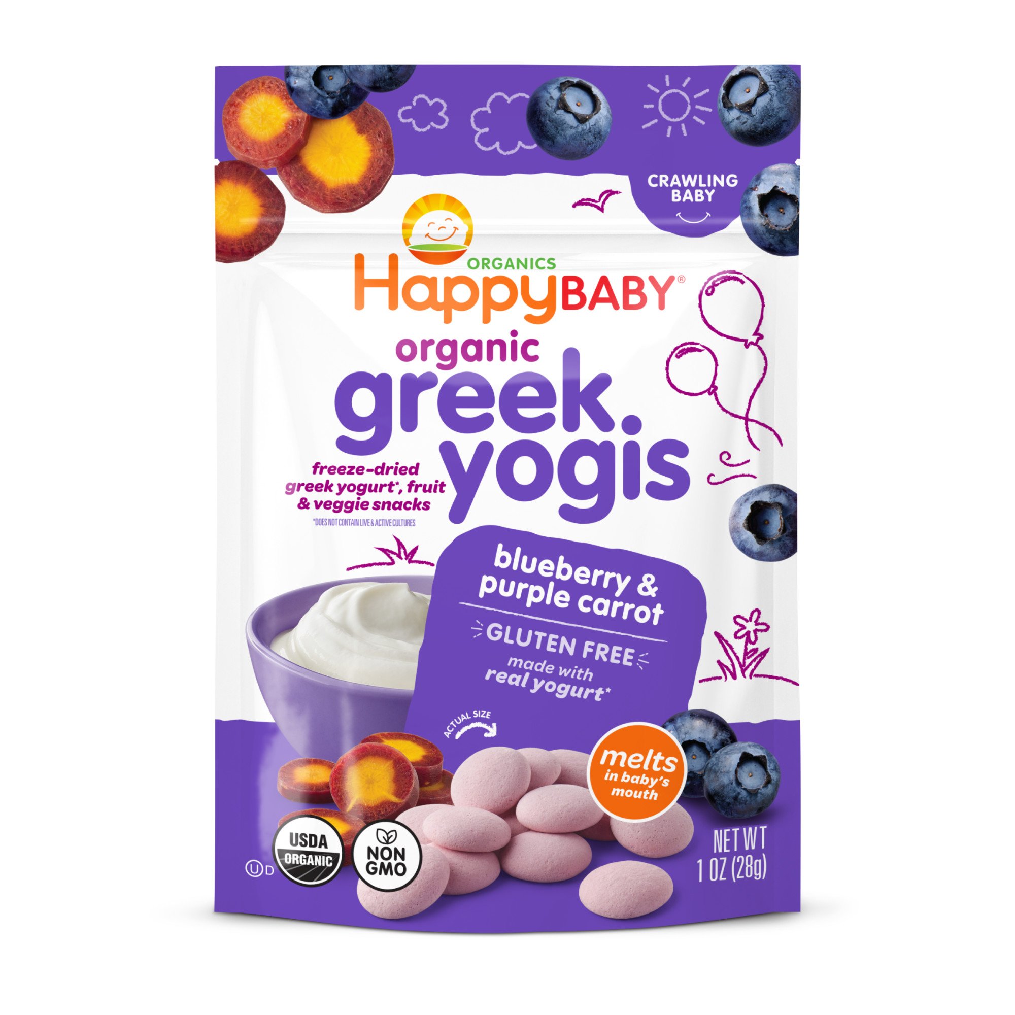 Happy Baby Organics Greek Yogis Snack Blueberry Purple