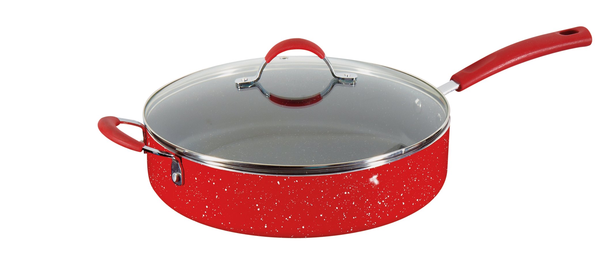 chefstyle 5 Quart Deep Saute Pan, Red Marble Shop Frying Pans