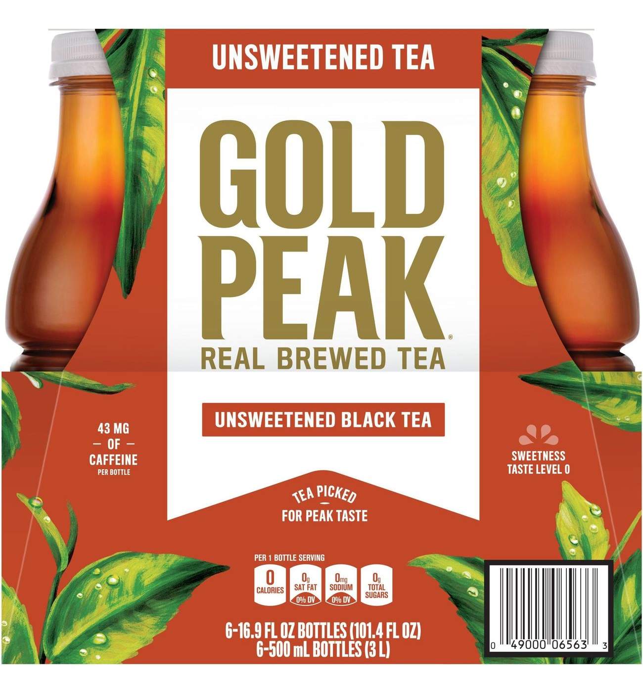 Gold Peak Unsweetened Black Iced Tea 6 pk Bottles; image 1 of 7