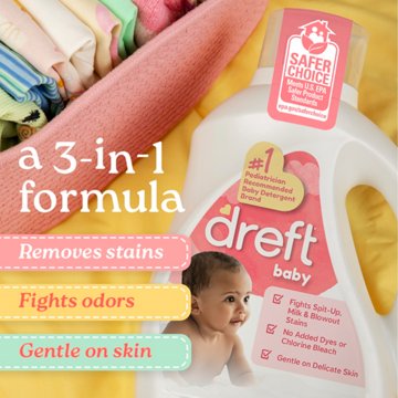 Dreft Baby Liquid Laundry Detergent for Babies, 32 Loads