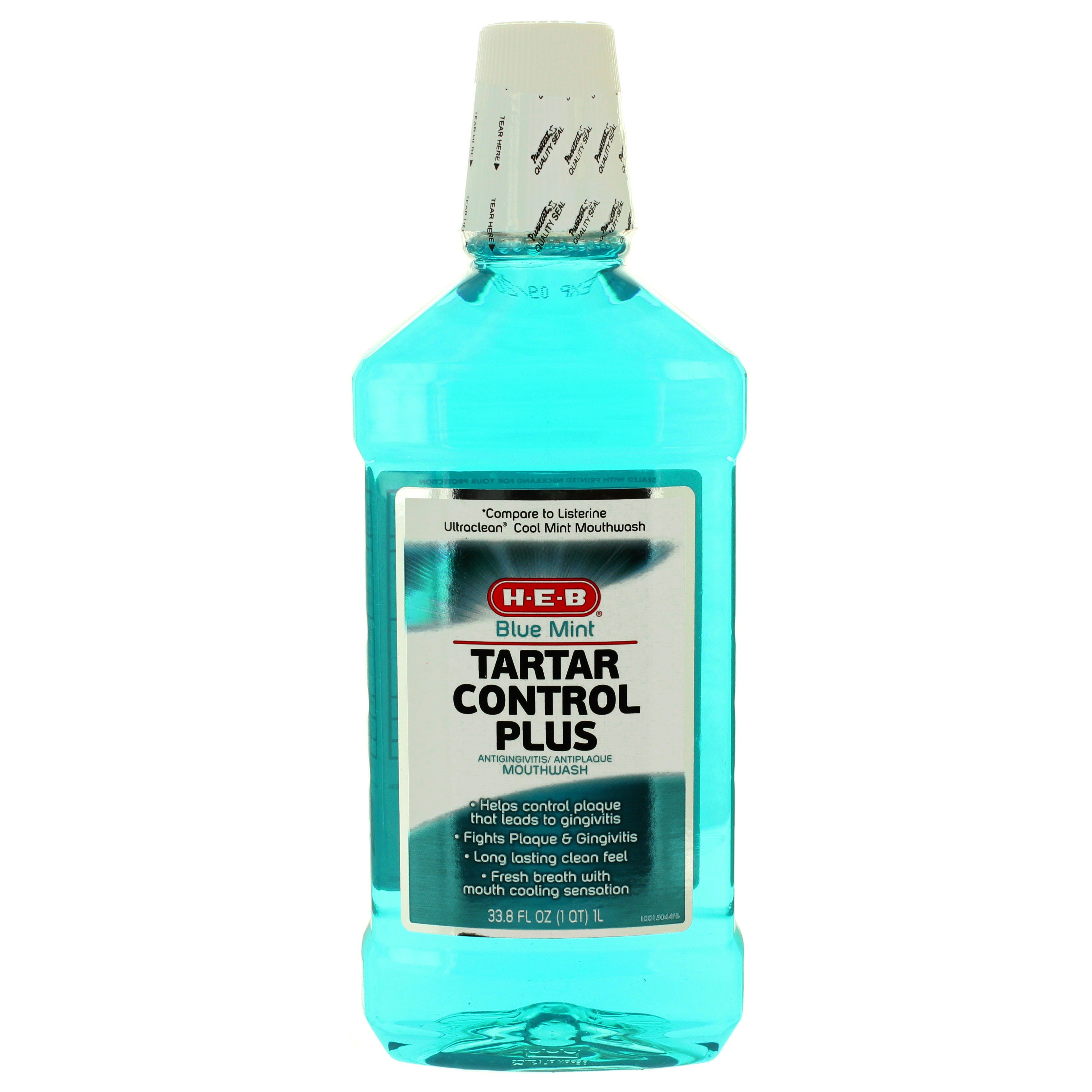 H-E-B Blue Mint Tartar Control Plus Mouthwash, 33.8 oz