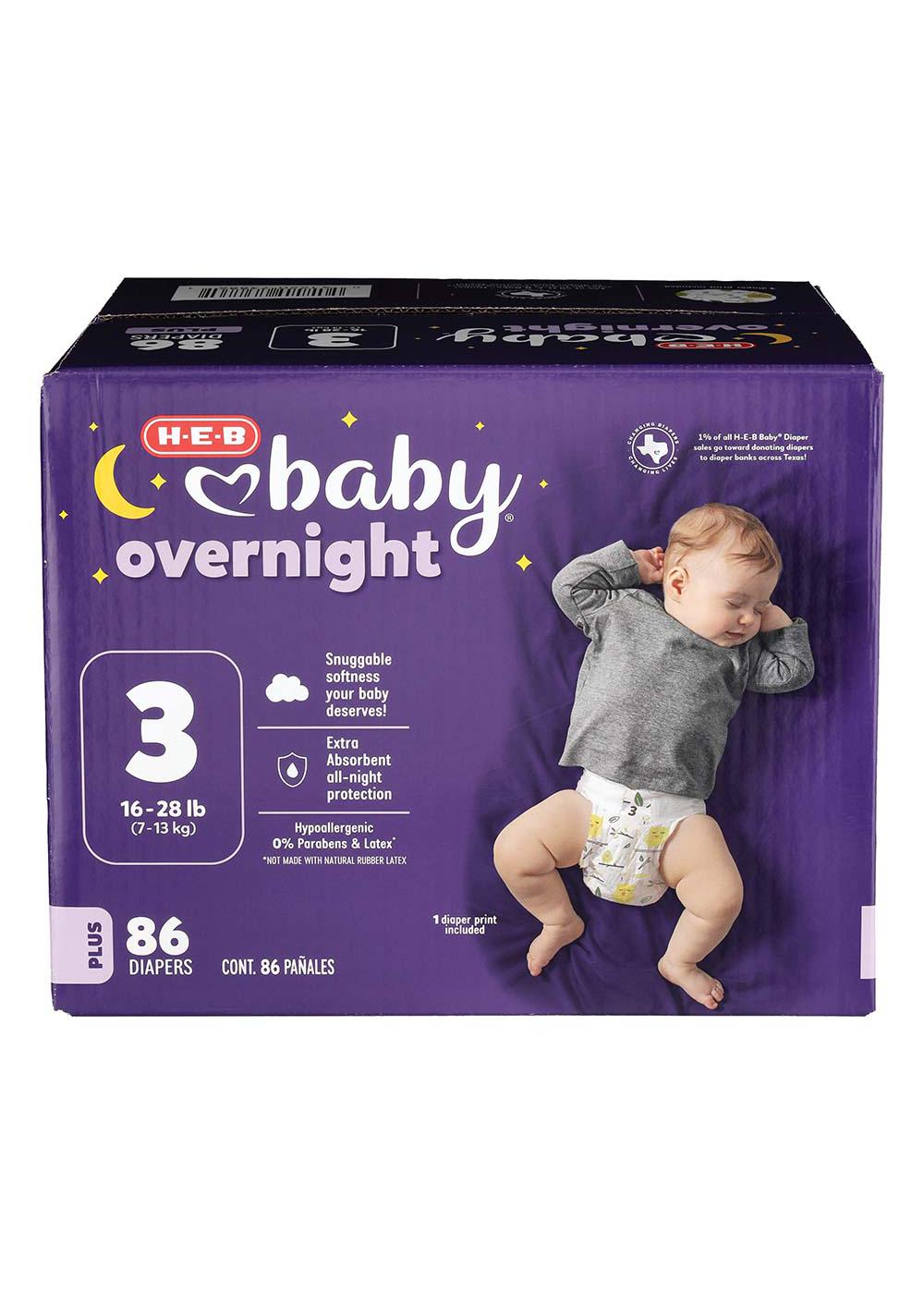 H-E-B Baby Plus Overnight Diapers – Size 3