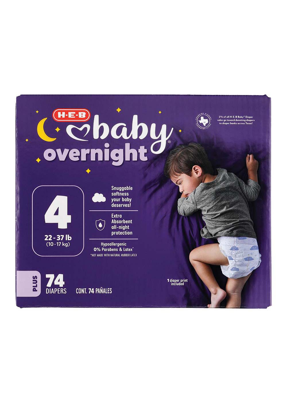 H-E-B Baby Plus Overnight Diapers – Size 4