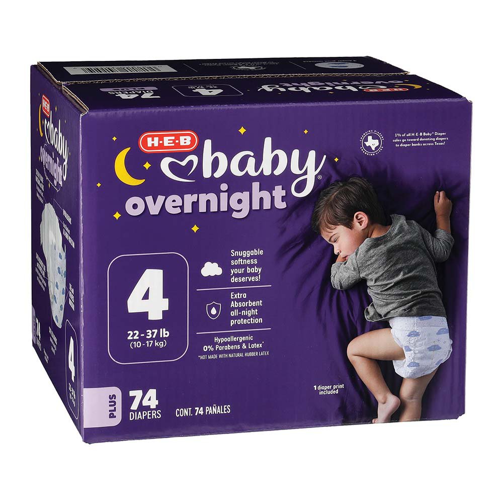 H-E-B Baby Plus Overnight Diapers – Size 4 - Shop Diapers at H-E-B