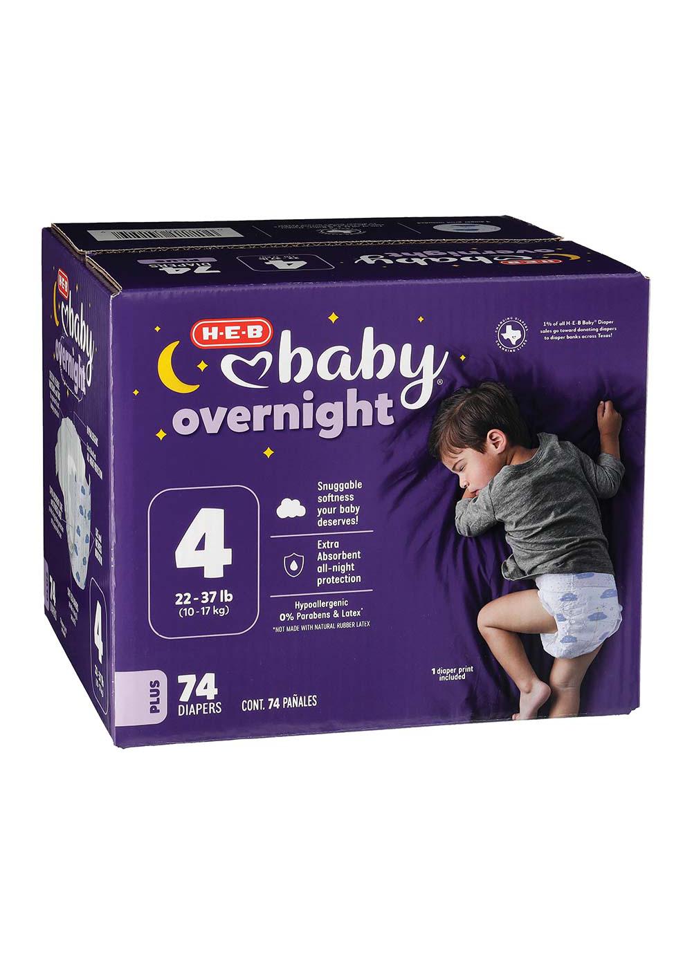 H-E-B Baby Plus Overnight Diapers – Size 4