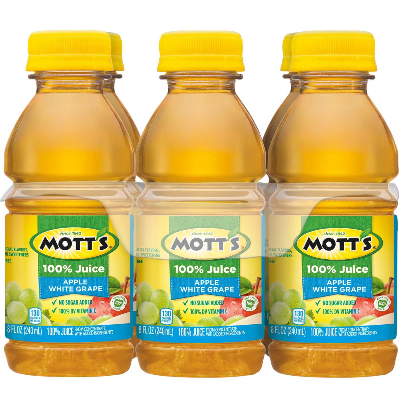 Mott's 100% Apple White Grape Juice 8 oz Bottles; image 1 of 6