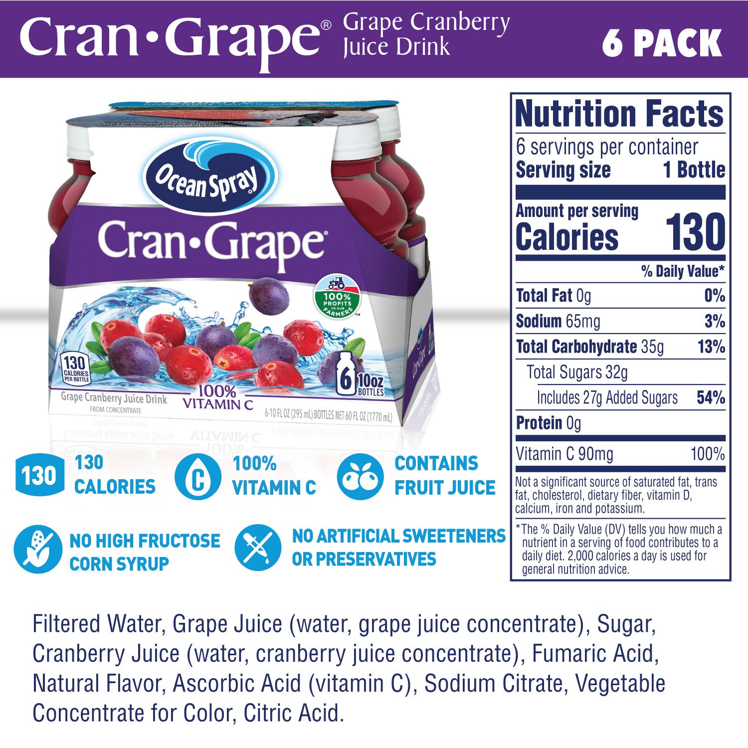 Ocean Spray Cran-Grape Juice pk Bottles Shop Juice at H-E-B