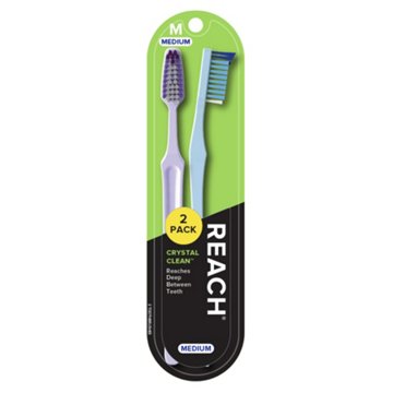 Reach Crystal Clean Medium Toothbrush - Colors May Vary, 2 ct