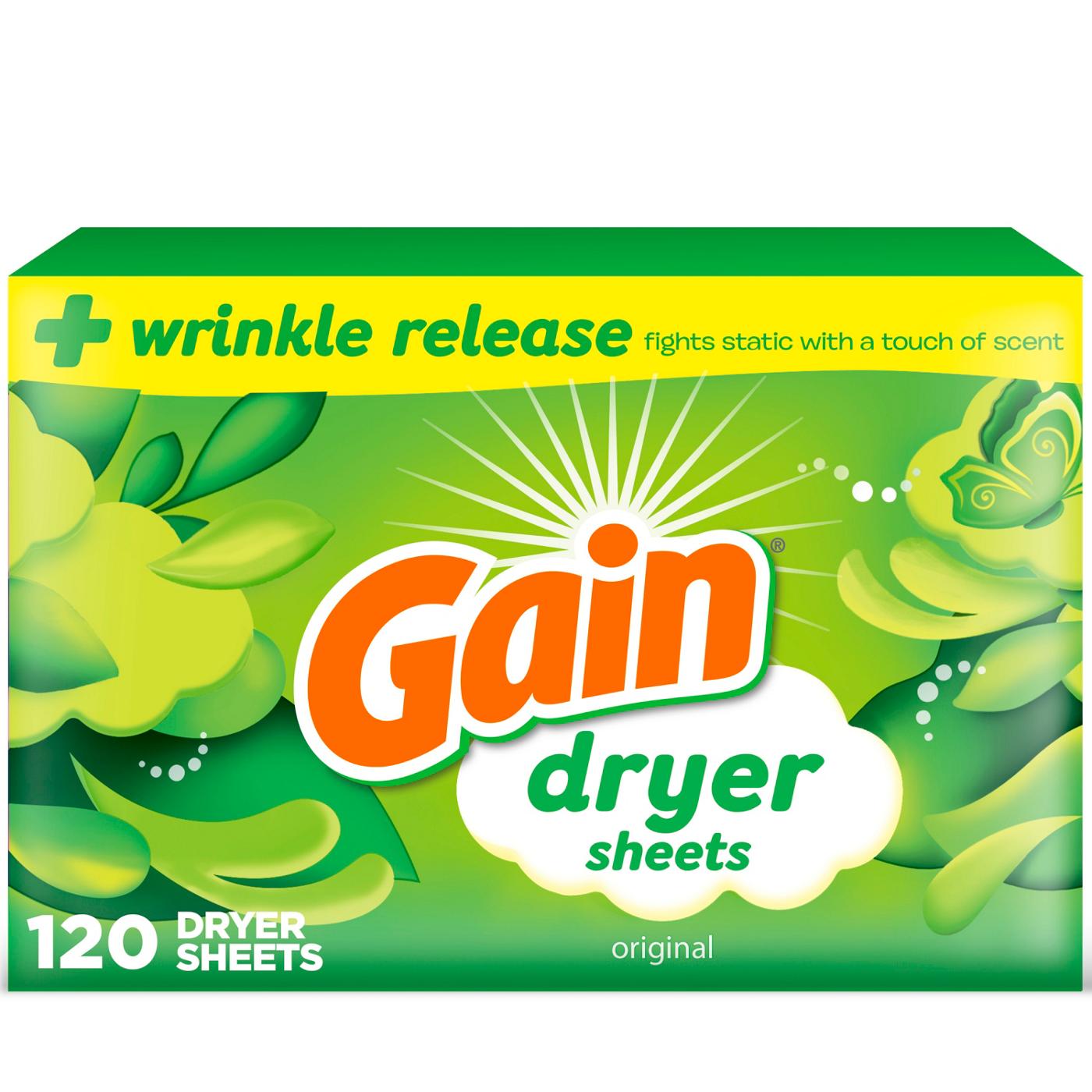 Gain Dryer Sheets Plus Wrinkle Release, Original Scent; image 1 of 9