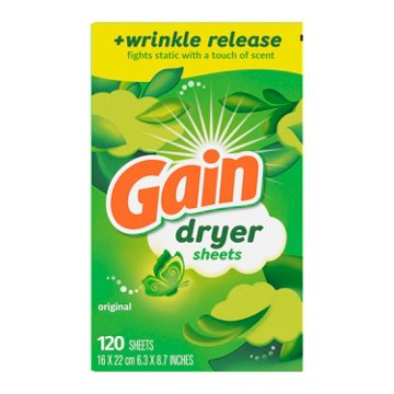 Gain Dryer Sheets Plus Wrinkle Release, Original Scent, 120 ct