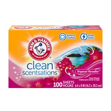Arm & Hammer Clean Scentsations Fabric Softener Dryer Sheets - Tropical Paradise, 100 ct
