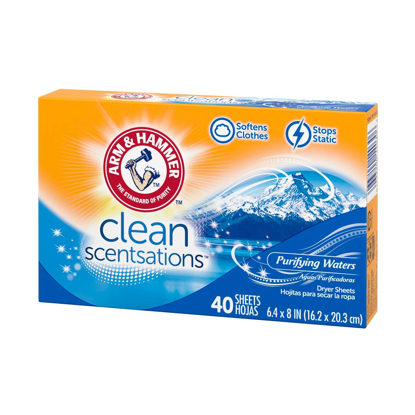 Arm & Hammer Clean Scentsations Fabric Softener Dryer Sheets - Purifying Waters ; image 7 of 10