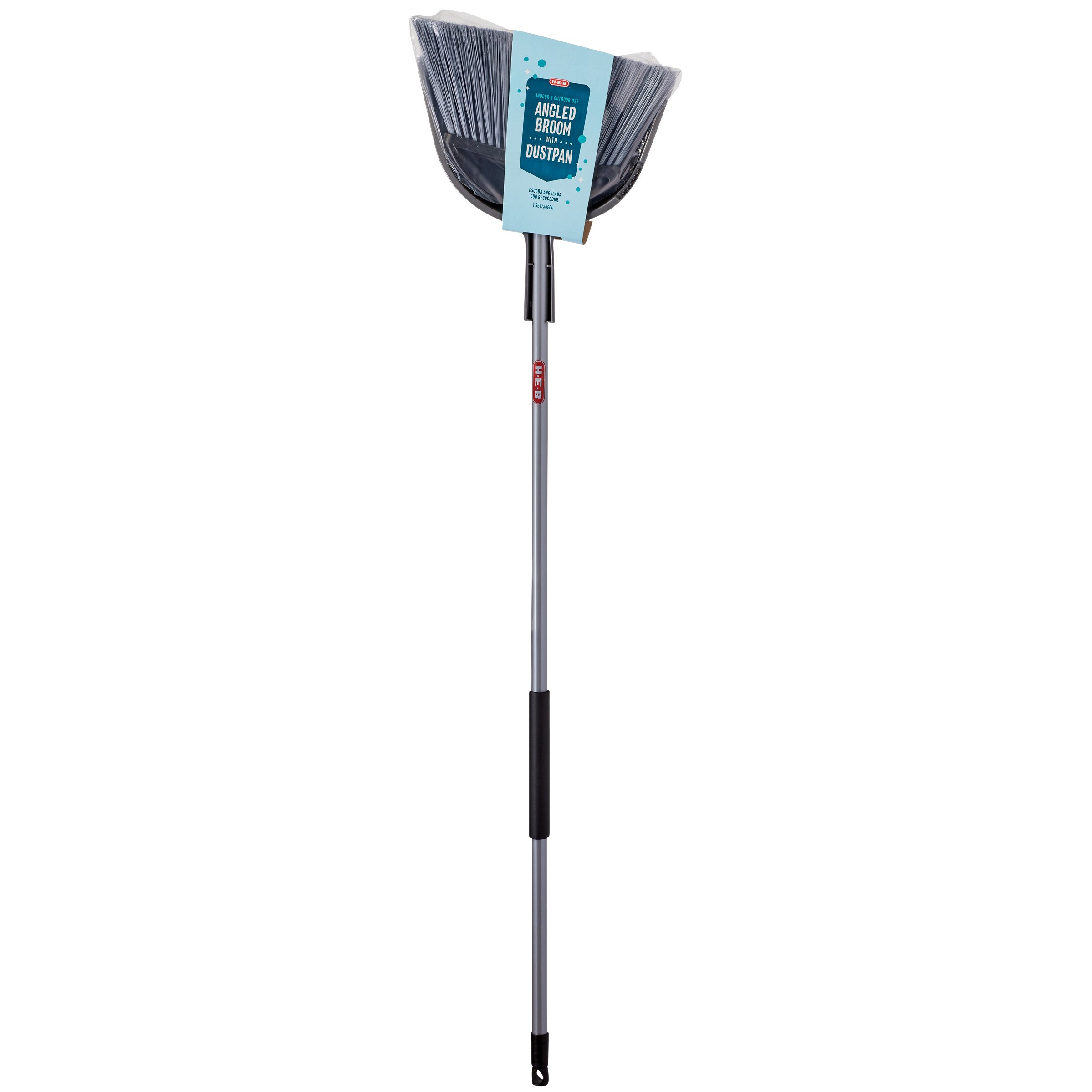 HEB Wide Angled Broom with Dustpan Shop Brooms & dust mops at HEB