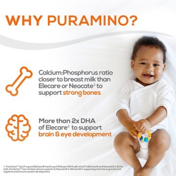 Puramino DHA & ARA Hypoallergenic Powder Infant Formula with Iron, 14.1 oz