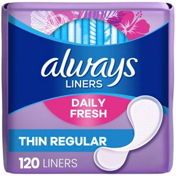 Always Thin No Feel Protection Daily Liners Regular Absorbency Unscented, 120 ct