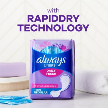 Always Thin No Feel Protection Daily Liners Regular Absorbency Unscented, 120 ct