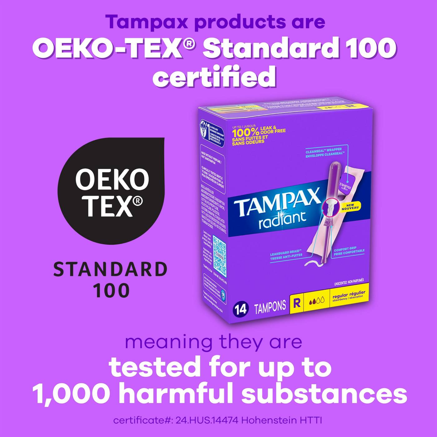 Tampax Radiant Tampons Trio Pack, Regular/Super/Super Plus Unscented; image 6 of 10