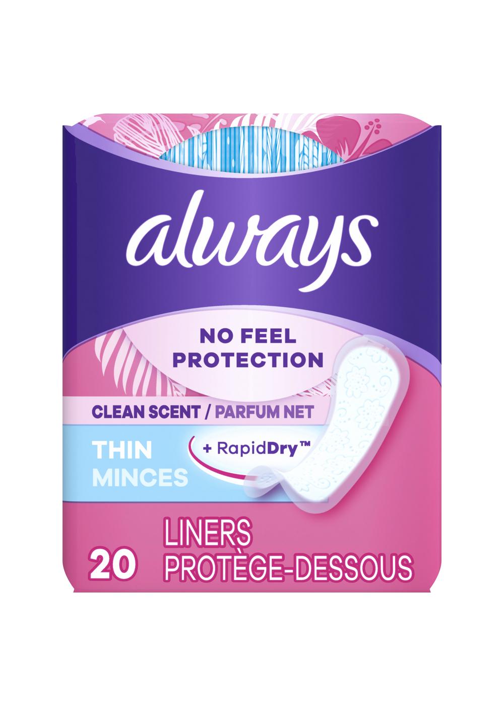 Always Thin No Feel Protection Daily Liners Regular Absorbency Scented; image 4 of 6