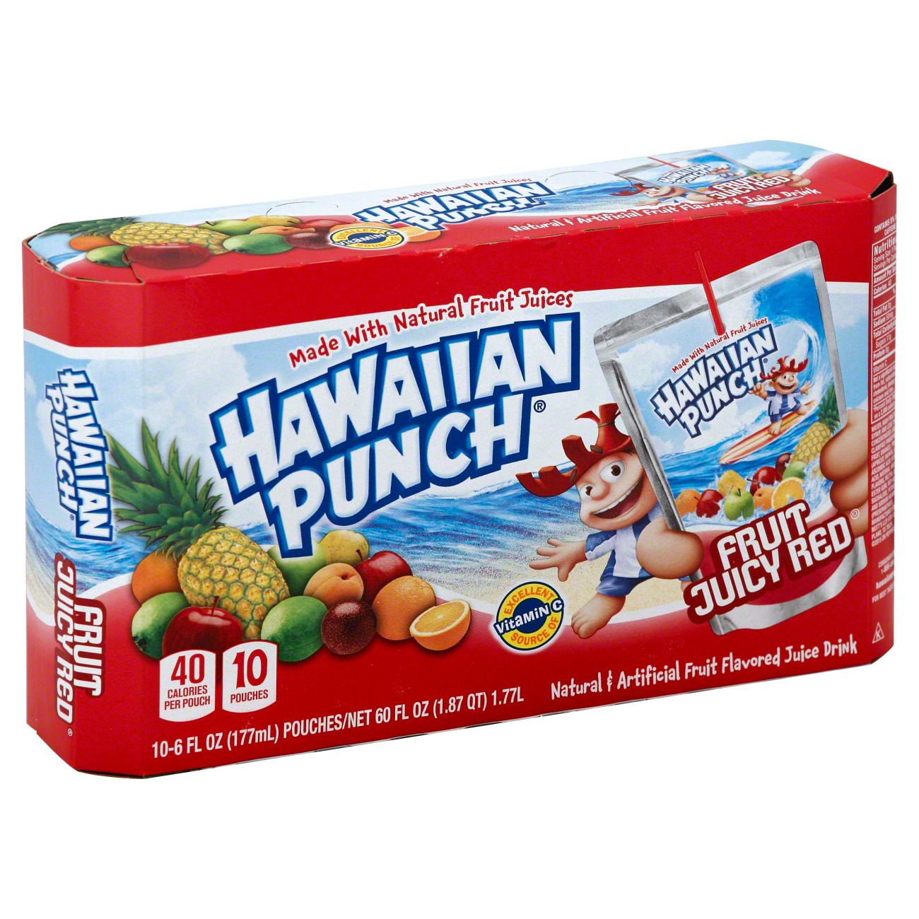 Hawaiian Punch Fruit Juicy Red Pouches 10 Count, 10 ct / 6 fl oz - Food 4  Less