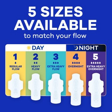 Always Infinity FlexFoam Pads for Women Extra Heavy Overnight Absorbency, with Wings Unscented Size 5