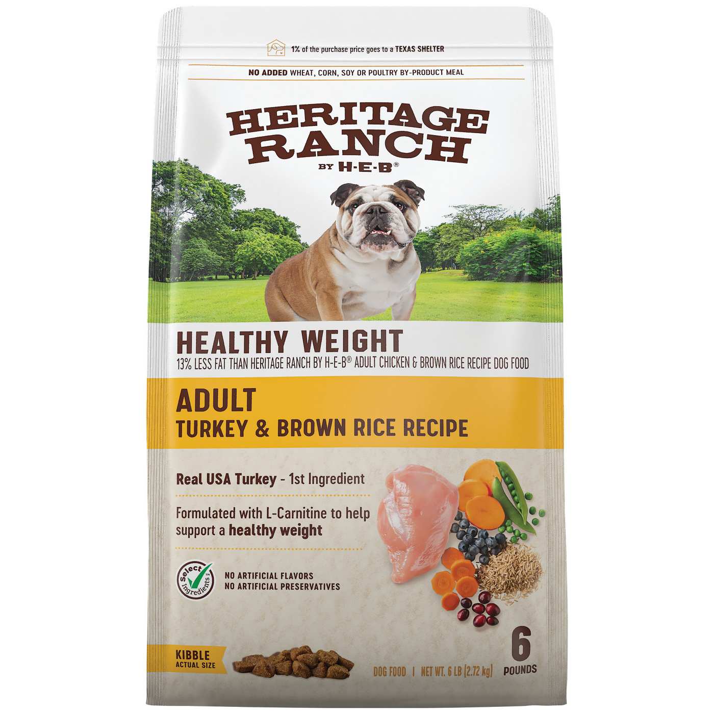 Heritage Ranch by H-E-B Adult Healthy Weight Dry Dog Food - Turkey & Brown Rice; image 1 of 2