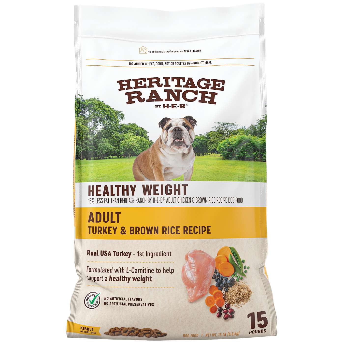 Heritage Ranch by H-E-B Adult Healthy Weight Dry Dog Food - Turkey & Brown Rice; image 1 of 2