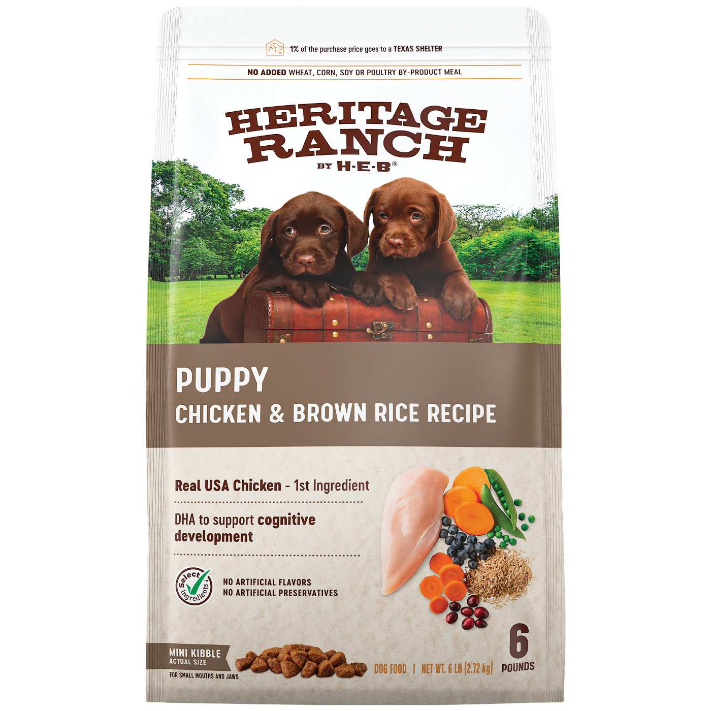 Heritage Ranch by H E B Puppy Dry Dog Food Chicken Brown Rice