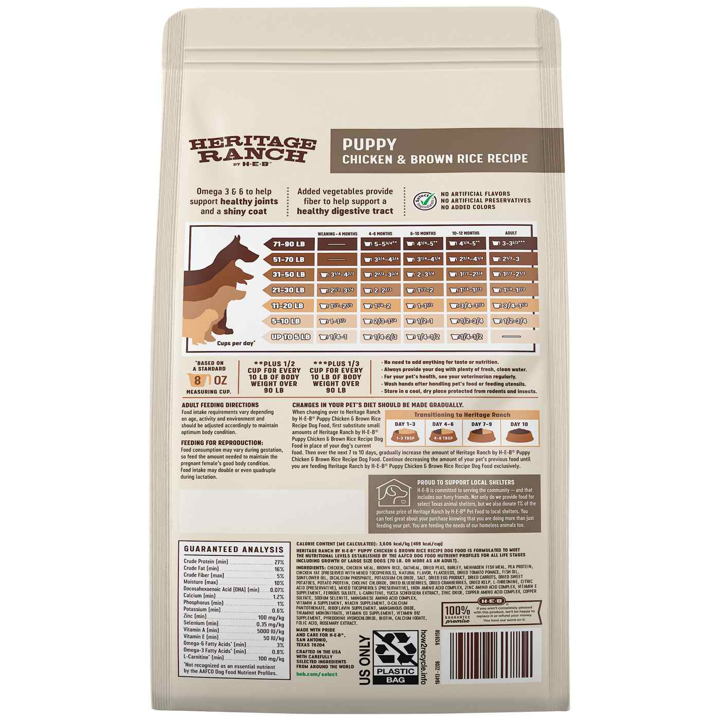 Heritage Ranch by H E B Puppy Dry Dog Food Chicken Brown Rice