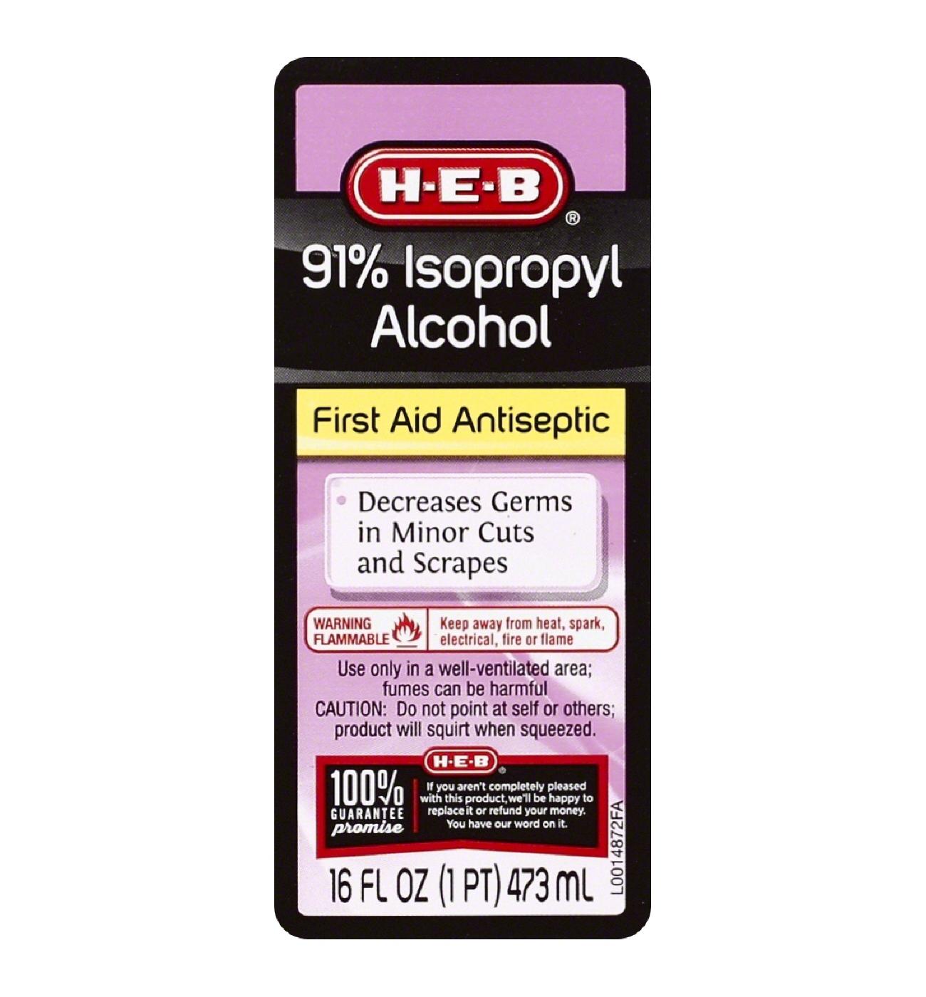 H-E-B Isopropyl Alcohol First Aid Antiseptic – 91%; image 2 of 2