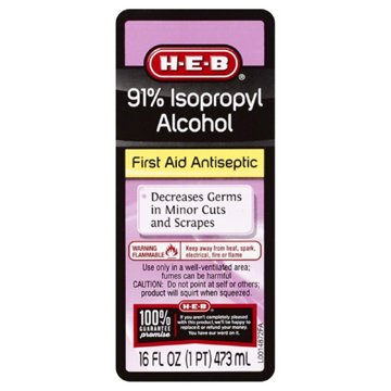 H-E-B 91% Isopropyl Alcohol First Aid Antiseptic, 16 oz